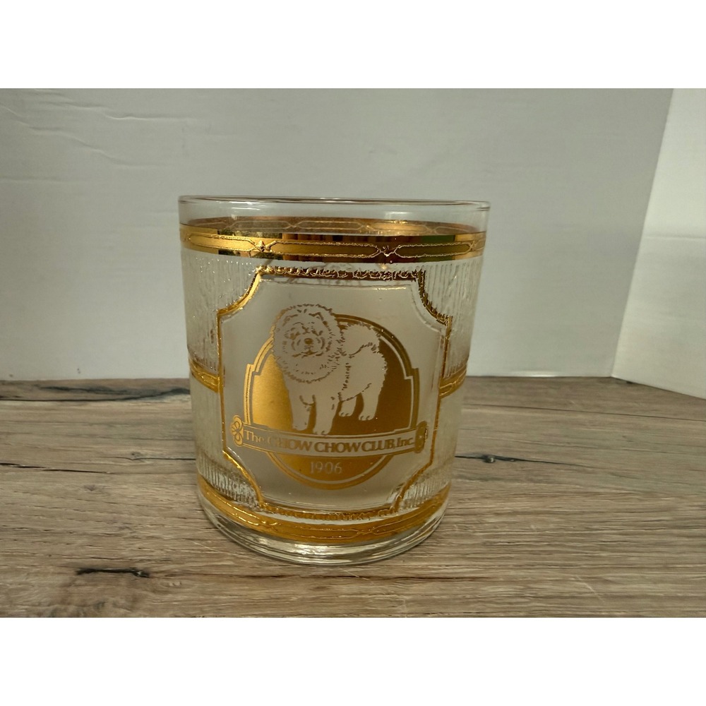 Culver Vintage The Chow Chow Club 1906 Gold Filigree Rocks Glass Tumbler 22k